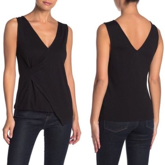14th & Union Tops - 14th & Union NWT Black Wrap Front Sleeveless Top